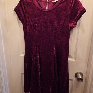 Hem & Thread Burgundy Velvet Dress